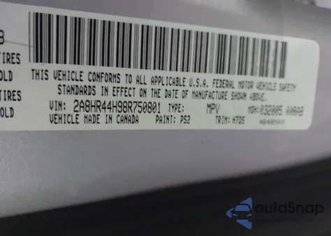 2008 Chrysler Town & Country Lx from USA, damaged, VIN 2A8HR44H98R750801